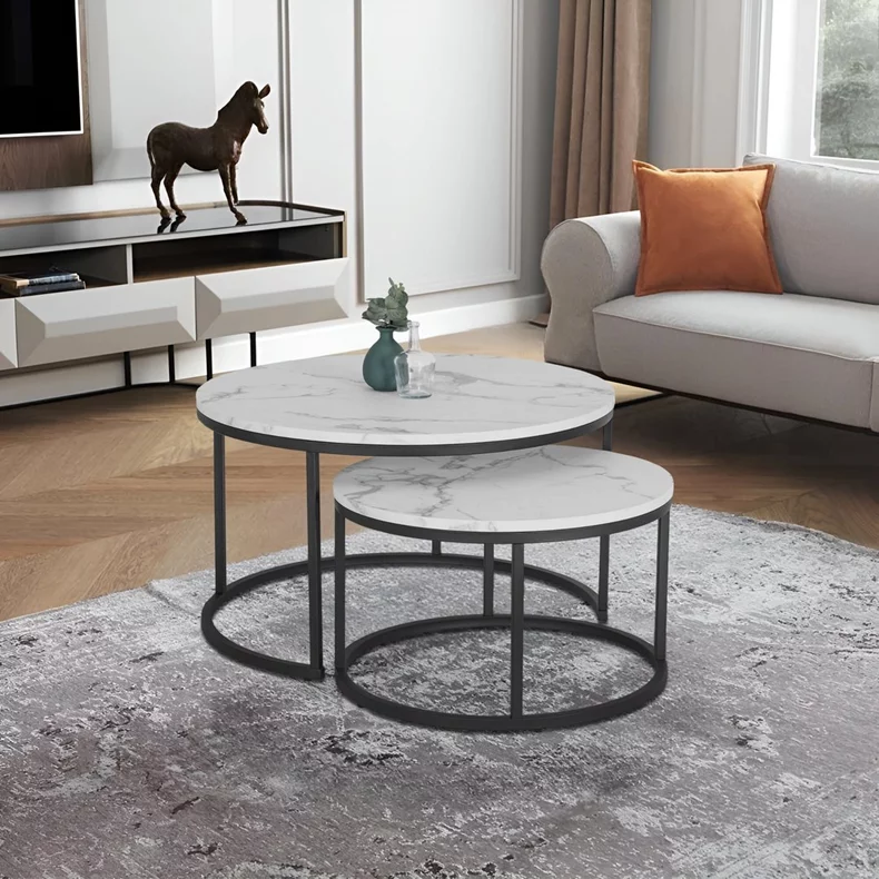 Image Măsuţă cafea Mebel Elite Dafne Max White Marble/Black