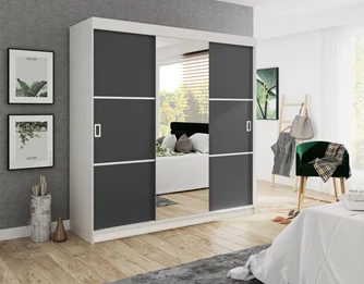Шкаф купе Prime Furniture Bill 3 200x205x59 White/Graphite