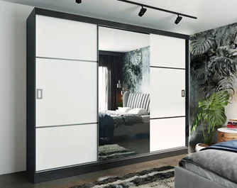 Шкаф купе Prime Furniture Retro 3 200x205x59 Graphite/White/Black