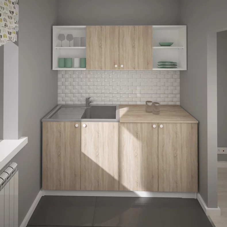 Image Bucatarie Haaus Sena 1.6m White/Sonoma Oak
