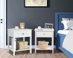 Image Комплект прикроватных тумбочек Costway HW66943WH-2 White