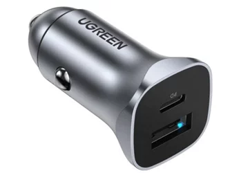 Incarcator Ugreen 1*USB-A + 1*Type-C Aluminum 3A 24W Silver