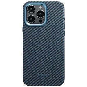 Image Husă Pitaka MagEZ Case Pro 4 for iPhone 15 Pro Max Black/Blue Twill 1500D