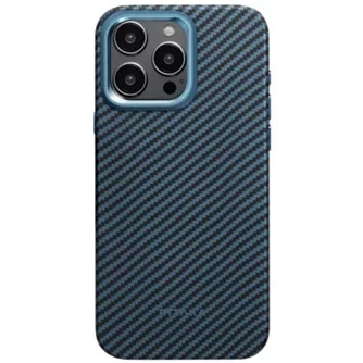 Husă Pitaka MagEZ Case Pro 4 for iPhone 15 Pro Max Black/Blue Twill 1500D