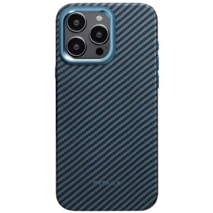 Image Husă Pitaka MagEZ Case Pro 4 for iPhone 15 Pro Max Black/Blue Twill 1500D