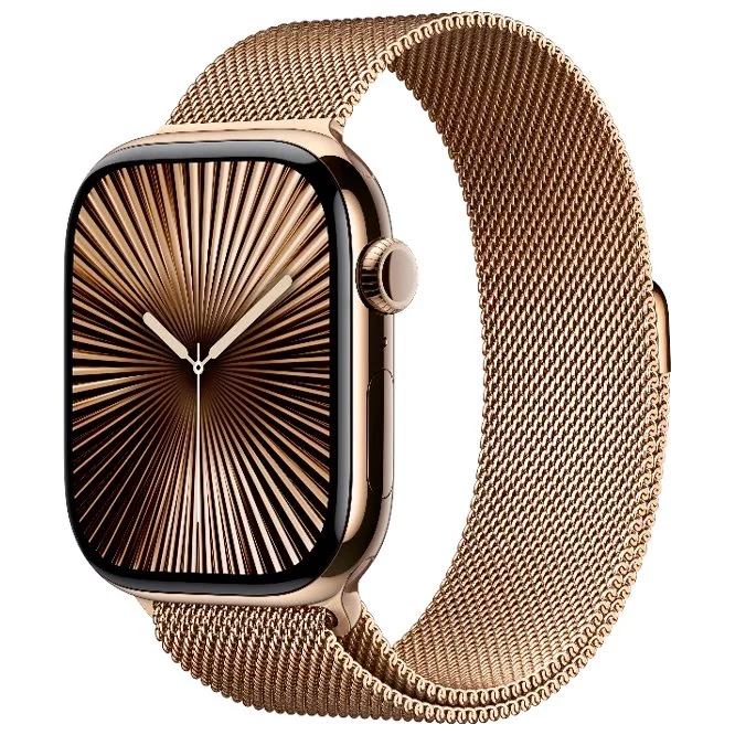 Image Умные часы Apple Watch Series 10 GPS+LTE 46mm MX003 Gold Titanium Case Gold Milanese Loop M/L