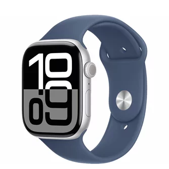 Ceas inteligent Apple Watch Series 10 GPS 46mm MWWM3 Silver Aluminum case with Denim Sport Band M/L