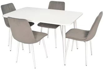 Set de bucatarie Evelin DT 405-4 + 4 scaune XR-154 White/Light Grey 52
