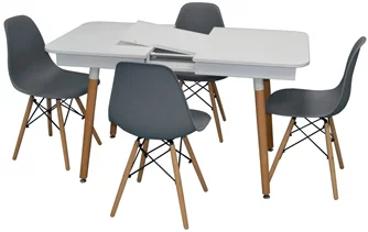 Set de bucatarie Evelin DT 431-1R Wo + 4 scaune LC-021 Grey