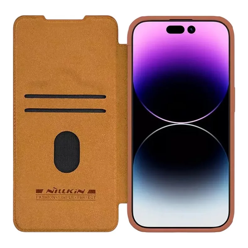 Image Husă Nillkin for Apple iPhone 15 Pro Qin Pro Brown