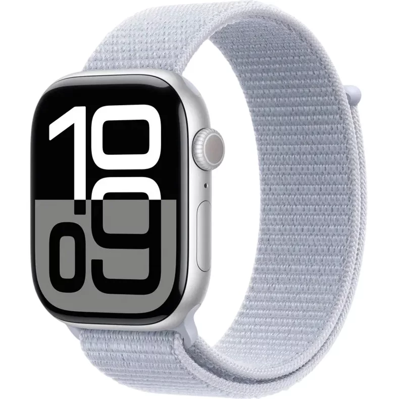 Image Ceas inteligent Apple Watch Series 10 GPS 46mm MWWN3 Silver Aluminum case with Blue Cloud Sport Loop
