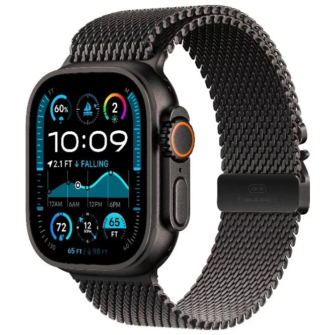 Image Ceas inteligent Apple Watch Ultra 2 GPS+LTE 49mm MX4W3 Black Titanium/Black Titanium Milanese Loop S