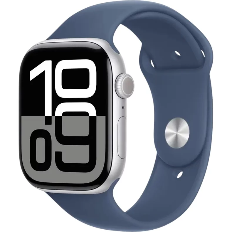 Image Ceas inteligent Apple Watch Series 10 GPS 42mm MWWC3 Silver Aluminum case with Denim Sport Band, M/L