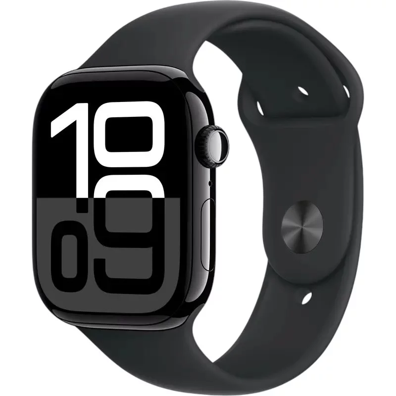 Image Ceas inteligent Apple Watch Series 10 GPS 42mm MWWE3 Jet Black Aluminum with Black Sport Band S/M