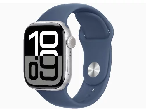 Image Ceas inteligent Apple Watch Series 10 GPS+LTE 46mm MWY03 Silver Aluminium Case Denim Sport Band S/M