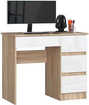 Image Письменный стол Akord А7 90 Right Sonoma Oak/White Gloss