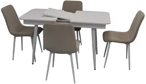 Image Set de bucatarie Evelin DT 431-1R + 4 scaune XR-154Wh Light Beige8/Velur