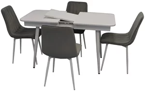 Image Set de bucatarie Evelin DT 431-1R  + 4 scaune  XR-154Wh Light Grey52/Velur