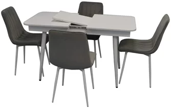 Комплект для кухни Evelin DT 431-1R  + 4 стула XR-154Wh Light Grey52/Velur