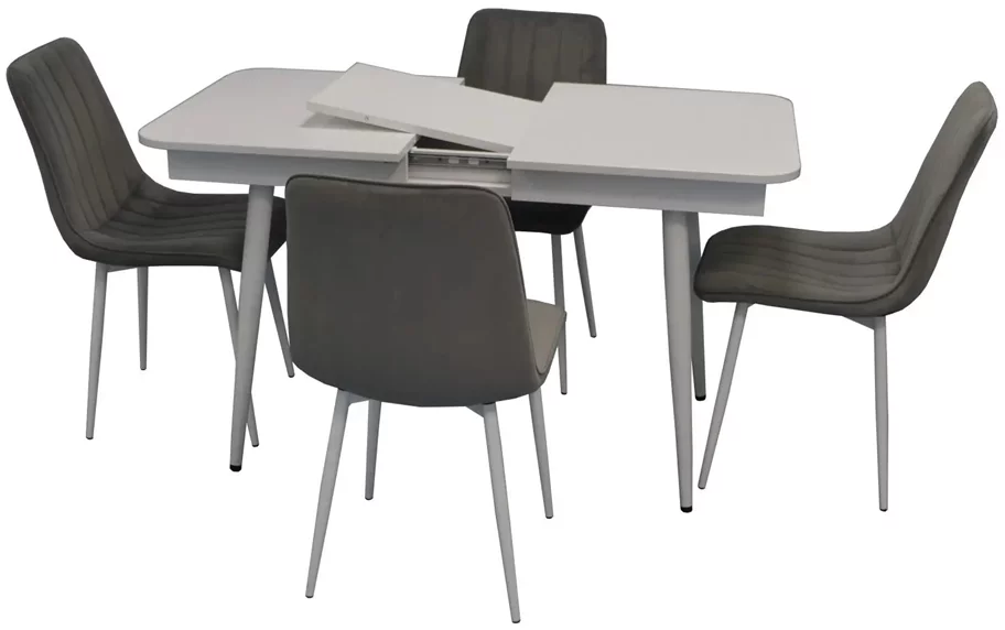 Image Set de bucatarie Evelin DT 431-1R  + 4 scaune  XR-154Wh Light Grey52/Velur