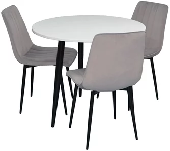 Комплект для кухни Evelin DT 404-3 + 3 стула XR-154B Light Grey48/Velur