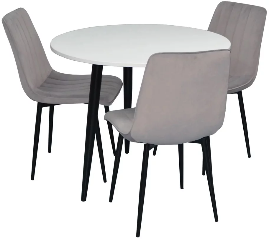 Image Комплект для кухни Evelin DT 404-3 + 3 стула XR-154B Light Grey48/Velur