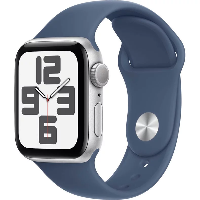 Image Умные часы Apple Watch SE (2024) GPS 40mm MXEC3 Silver Aluminium Case, Denim Sport Band S/M