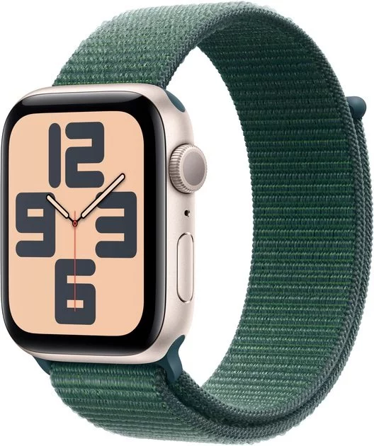 Image Ceas inteligent Apple Watch SE (2024) GPS+LTE 44 MXGV3 Starlight Aluminium Lake Green Sport Loop