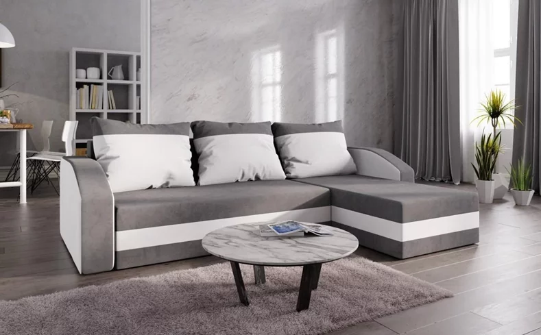 Image Canapea in forma de U Space Meble Hewlet U Bis Mikrofaza 27/Mikrofaza 31 Gray/White
