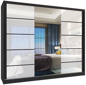 Image Шкаф купе Belini Premium MGB SZP8/0/B/2W1L/KLP White Gloss/Black