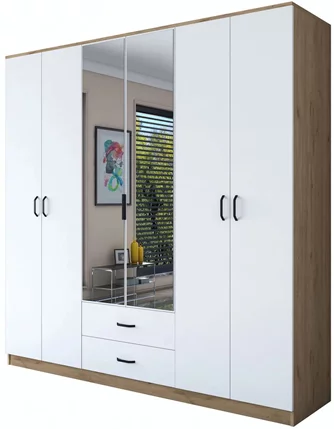 Dulap Mirage Meble BA130 6D2S Walnut/White