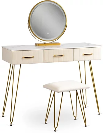 Туалетный столик Mebel Elite Sandy Cream/Golden