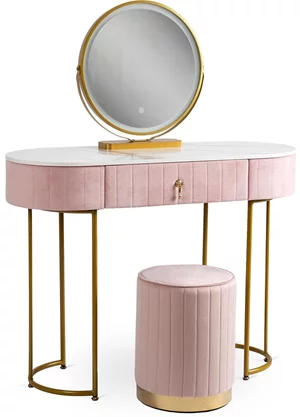 Image Туалетный столик Mebel Elite Ashley Pink/Golden
