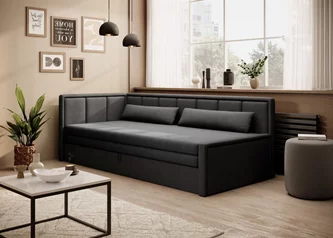 Canapea Eltap Fulgeo Left Poco 4/Poco 10 Gray/Black