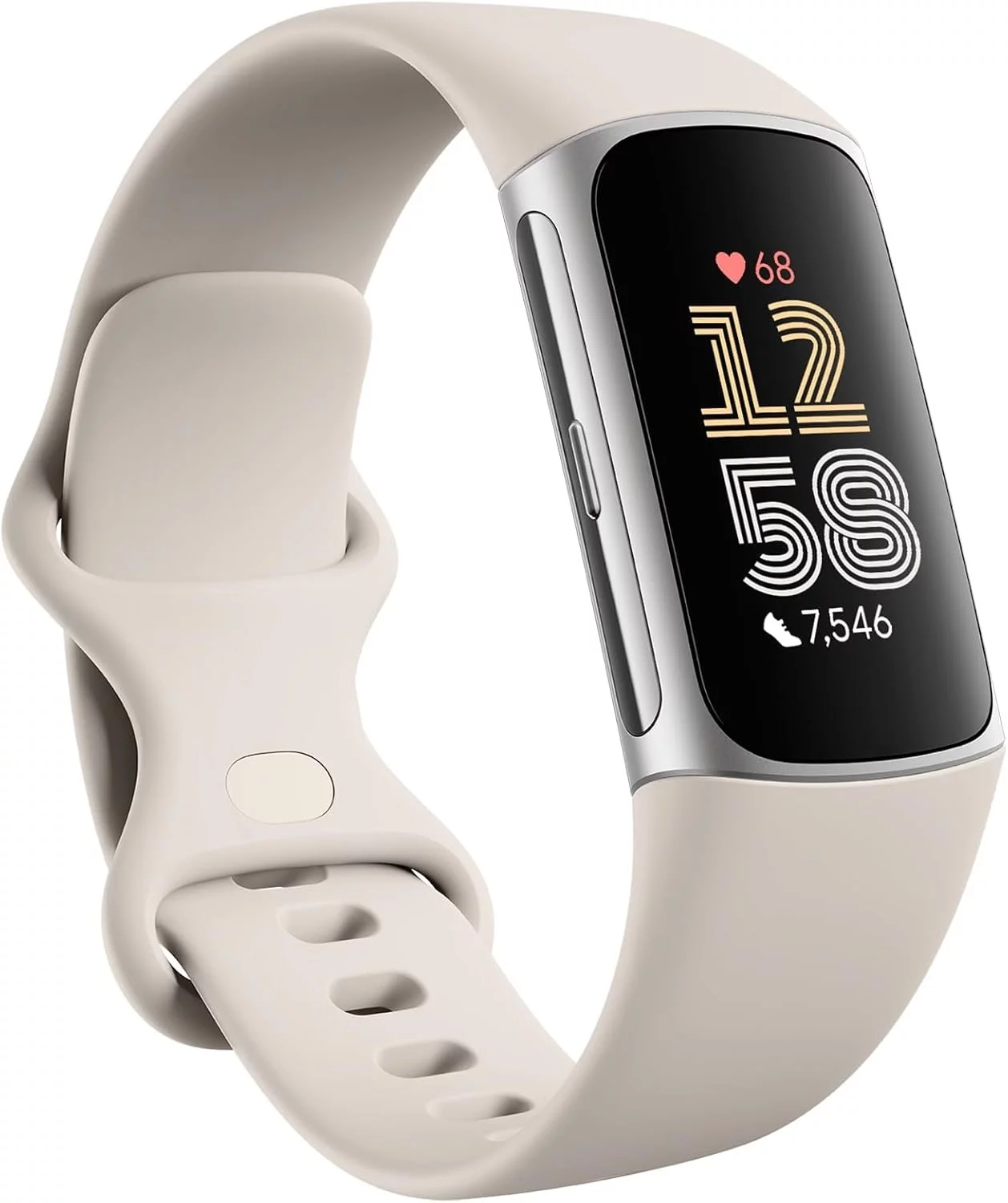 Brățară pentru fitness Fitbit Charge 6 Porcelain, Silver Aluminum
