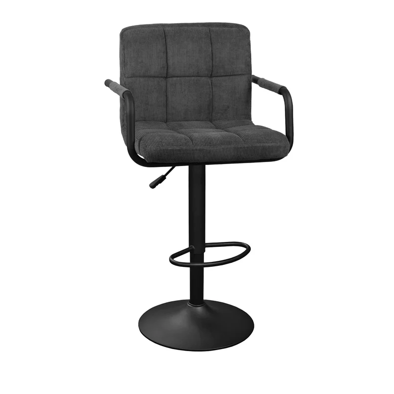 Image Scaun de Bar SB-042 Velvet Dark Grey + Black Leg