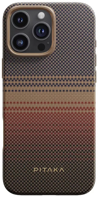 Husă PITAKA Tactile Woven cu suport magnetic și MagSafe pentru iPhone 16 Pro Max, Sunset