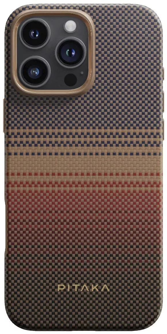Image Husă PITAKA Tactile Woven cu suport magnetic și MagSafe pentru iPhone 16 Pro Max, Sunset