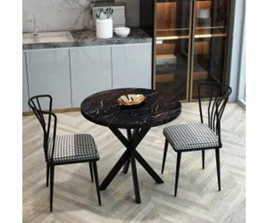 Image Обеденный набор Prestige Bendir Star Leg 70x75cm 1+2 (Black Marble/Black/White)