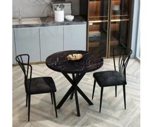 Image Стол Prestige Bendir Star Leg 70x75 (Black Marble/Black)