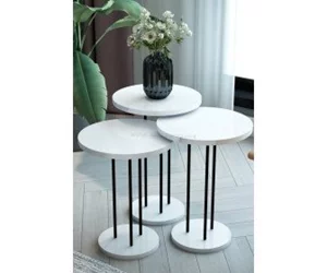 Image Набор журнальных столиков Prestige WH Round base 3 pcs (White/Black)
