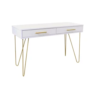 Masa auxiliara DP Mia cu sertar (White/Gold)