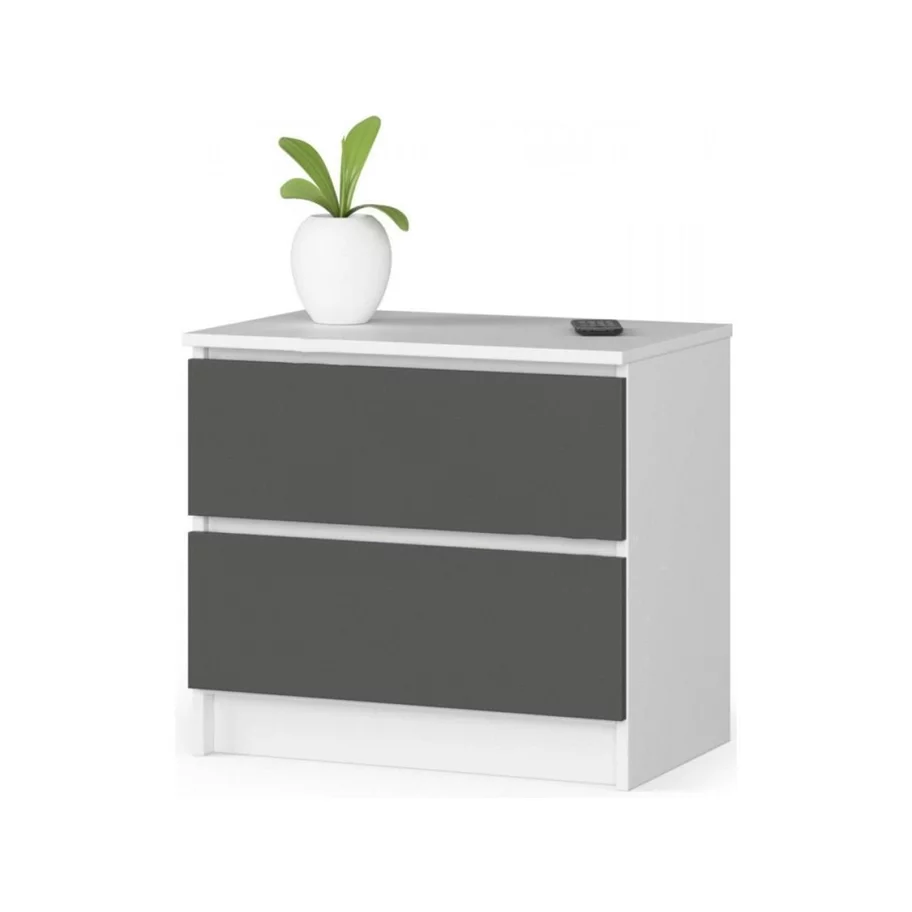 Image Тумба прикроватная Akord CL2 2SZ (White/Graphite Gray)