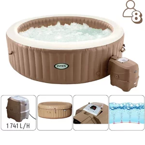 Image Jacuzzi SPA gonflabil INTEX Sahara Tan Round Bubble Spa 236х71 cm, 1339L, 8 persoane