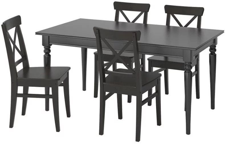 Image Обеденный набор Ikea Ingatorp/Ingolf 155/215см 1+6 (Черный/Черно-коричневый)