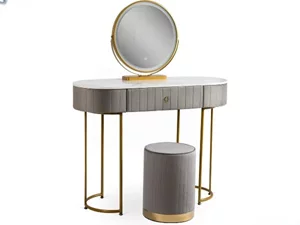 Image Туалетный столик с подсветкой Mebel Elite Ashley (Grey/Golden)