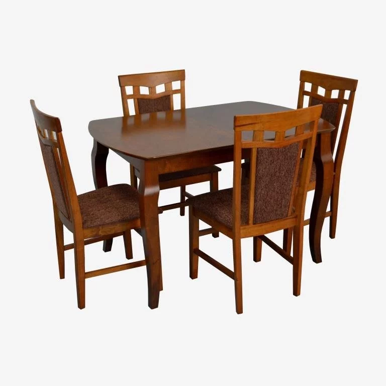 Image Set pentru bucătărie Evelin HV-29V Burnish oak + 4 scaune Deepa R Burnish oak/F-789 Brown