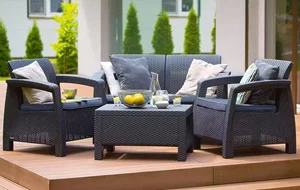 Image Set mobilier de gradina Heniver Novara 2+1+1+T (Anthracite)