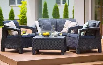 Set mobilier de gradina Heniver Novara 2+1+1+T (Anthracite)