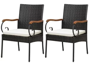 Image Set scaune de grădină Costway HW70833-2, Brown/Ivory